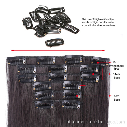 Synthetic Natural Silk Straight Hair 16 Clips